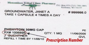 Menominee Tribal Clinic - Pharmacy - Prescription Number